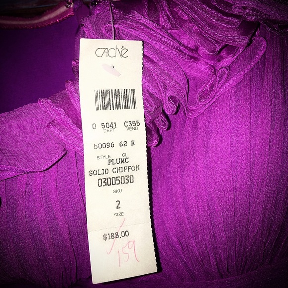 CACHE Plum Solid Chiffon Prom Dress! NWT!!!! - Picture 4 of 6